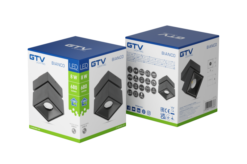 Decor LED luminaire BIANCO 8W 680lm AC220-240V 50/60 Hz PF>0 9 Ra≥80 IP20 IK06 36° 4000K square black 1208962670