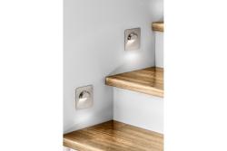 Decor LED staircase fixture ESCADA KA DC12V square transparent cover 0 8W 70lm 4000K inox cable 150cm