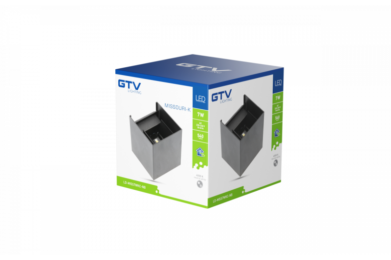 Decor MISSOURI-K LED lamp 7W 540lm AC220-240V 50/60 Hz PF>0.5 Ra≥80 IP54 IK08 4000K square black 1208962994
