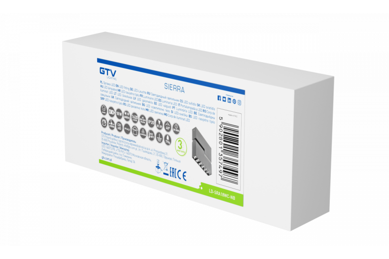 Decor LED fixture SIERRA 18W 1620lm AC220-240V 50/60 Hz PF>0 9 Ra≥80 IP20 IK08 4000K 48° black 1208963168