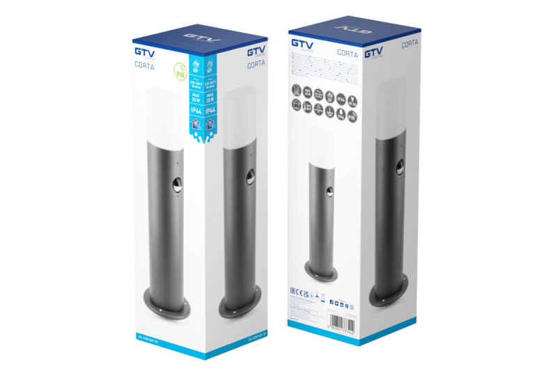 Decor Garden luminaire CORTA-P PIR 40 E27 MAX.25W IP44 AC220-240V 50-60Hz post graphite 1208963862