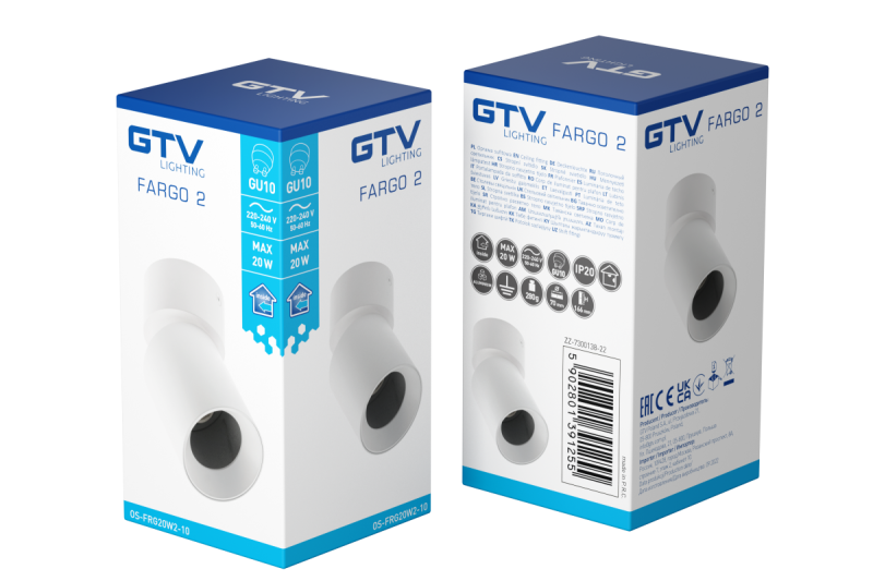 Decor Ceiling luminaire FARGO 2 aluminum 70x166mm IP20 max 20W round black 1208963881