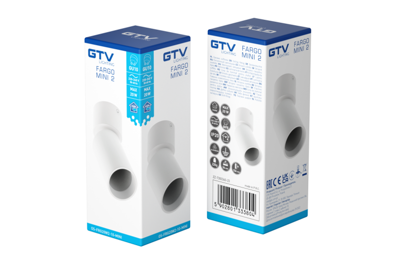 Decor Ceiling luminaire FARGO MINI 2 aluminium 56x150mm IP20 max 20W round white 1208963882