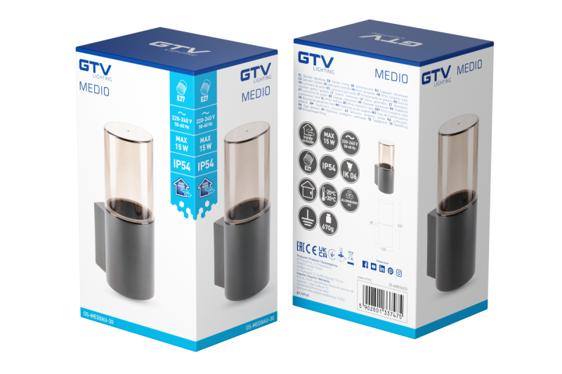 Decor Garden luminaire MEDIO-AU E27 MAX.15W IP54 AC220-240V 50-60Hz top wall lamp graphite 1208963937