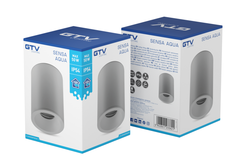 Decor SENSA AQUA ceiling lamp alum 85x115 IP54 max 50W circular grey 1208964008