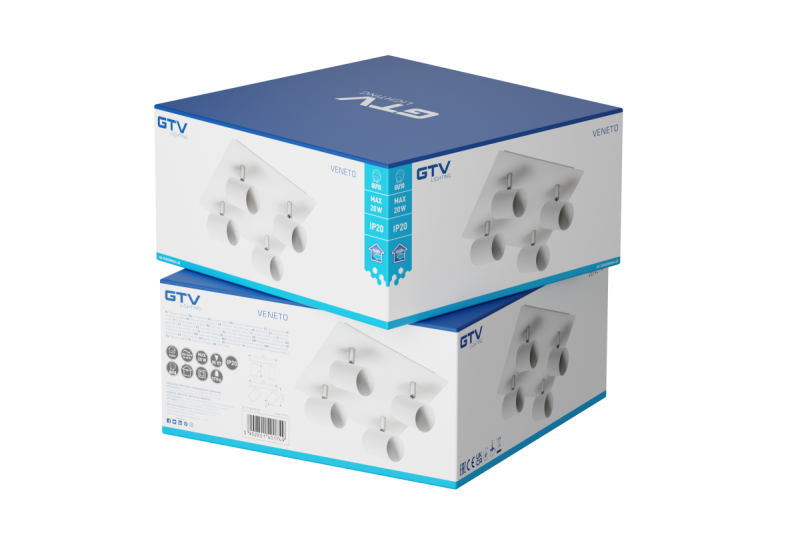 Decor Ceiling luminaire VENETO IP20 max. 20W 4 x GU10 round/square white 1208964045