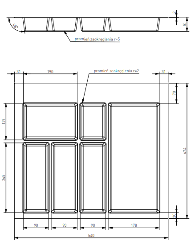 Decor Cutlery Tray Insert for Kitchen Drawer 600 Anthracite 1208966378