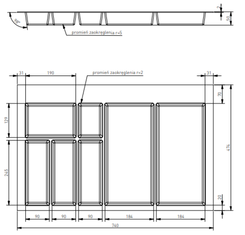 Decor Cutle  Kitchen Insert for Drawer 800 Axispace  White 1208966379