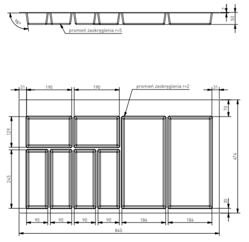 Decor Cutle Cutlery Trays Insert for Kitchen Drawer 900 Anthracite 1208966382