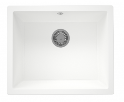 GraniteMy Universal granite white sink 50x40 cm white top-mounted, undermount and flush-mount with stainless steel plug 1208966881