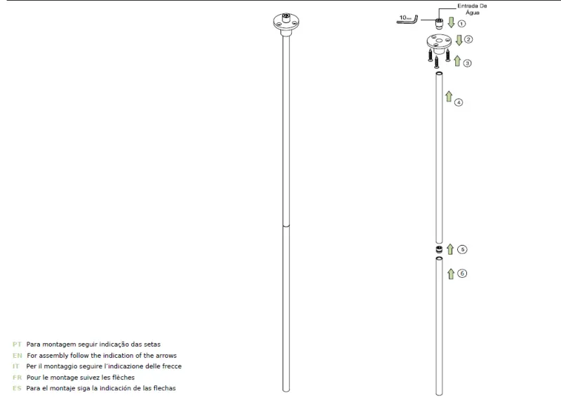 Waterevolution Flow ceiling basin tap spout PVD light gold T1678WGE