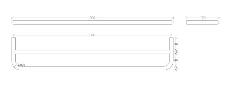 Waterevolution Flow double towel holder 60cm PVD Light Gold A112DWGE