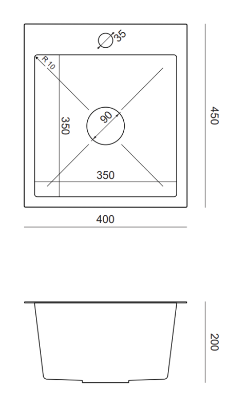 Quadri Dixton 40 Stainless Steel Sink 400x450 mm with Tap Hole Surface-Mounted 1208967079