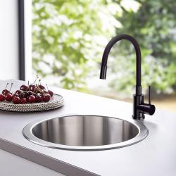 Quadri Bristol kitchen mixer tap with flexible black spout, PVD black 1208967083