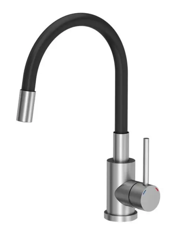 Quadri Dixton 40 set with stainless steel sink 400x450 mm with faucet hole countertop and Quadri Bristol stainless steel kitchen faucet