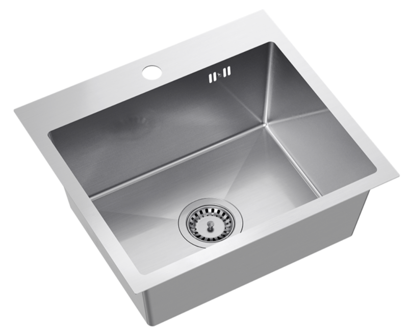 Quadri Dixton 50 Set stainless steel sink 500x450 mm with tap hole, inset and stainless steel Coventry kitchen tap