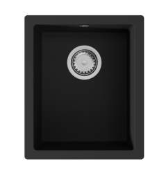 GraniteMy Universal granite black sink 34x40 cm black top-mounted undermount and flush-mount with stainless steel plug 1208967106