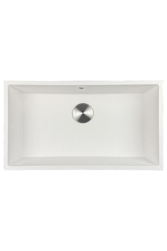 GraniteMy Universal granite large white sink 74x40 cm white top-mounted, undermount and flush-mount with stainless steel plug 1208967111