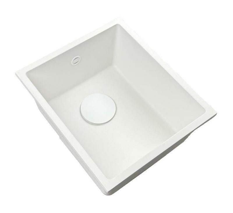 GraniteMy Universal granite white sink 34x40 cm white top-mounted, undermount and flush-mount with white plug 1208967146
