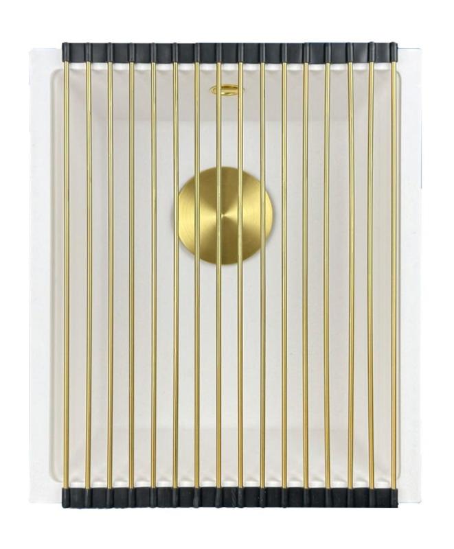 GraniteMy Universal granite white sink 34x40 cm white top-mounted, undermount and flush-mount with gold plug 1208967149