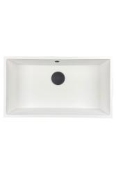 GraniteMy Universal granite large white sink 74x40 cm white top-mounted, undermount and flush-mount with black plug 1208967161