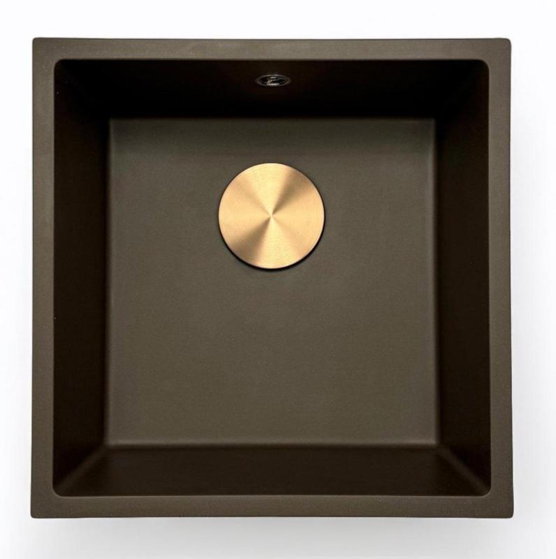 GraniteMy Universal granite café sink 40x40 cm top-mounted, undermount and flush-mount with stainless steel plug 1208967212