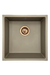 GraniteMy Universal granite taupe sink 40x40 cm top-mounted undermount and flush-mount with copper plug 1208967214