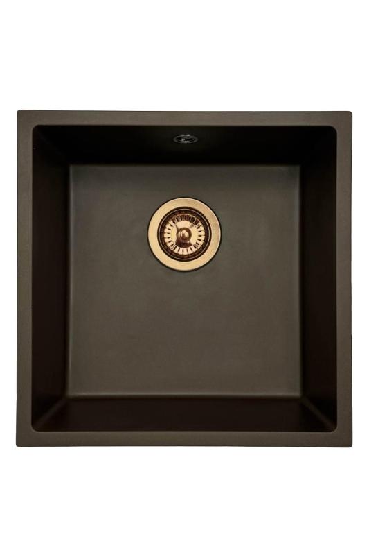 GraniteMy Universal granite café sink 40x40 cm top-mounted, undermount and flush-mount with copper plug 1208967217