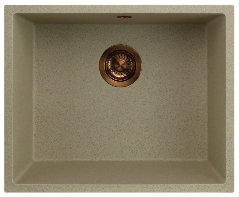 GraniteMy Universal granite beige sand sink 50x40 cm top-mounted, undermount and flush-mount with copper plug 1208967221