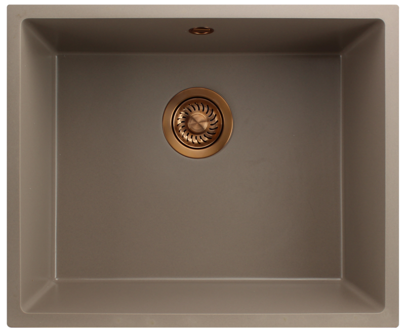 GraniteMy Universal granite taupe sink 50x40 cm top-mounted, undermount and flush-mount with copper plug 1208967225