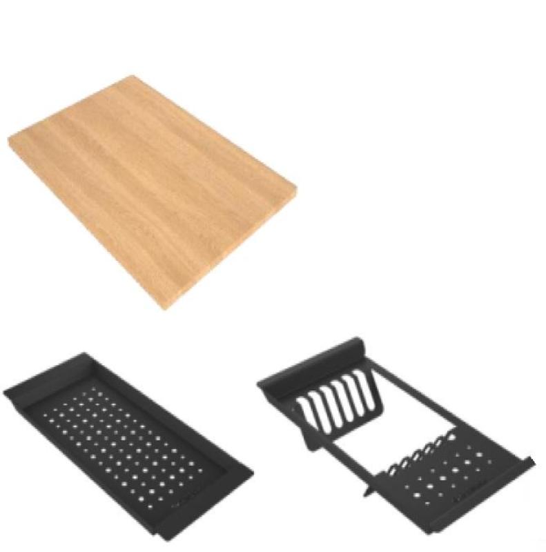 GraniteMy Steam granite sink 56x48 cm black top- mounted with stainless steel plug including accessories 1208967231