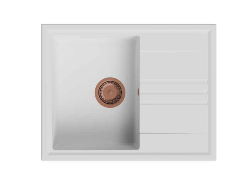 GraniteMy Vesi granite built-in white sink 64x50cm with draining reversible with copper plug 1208967301