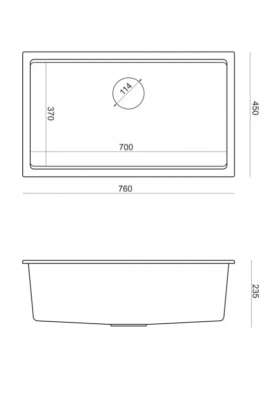 Quadri Newport II taupe granite inset and undermount sink with manual siphon 76x45cm with stainless steel plug 1208967310