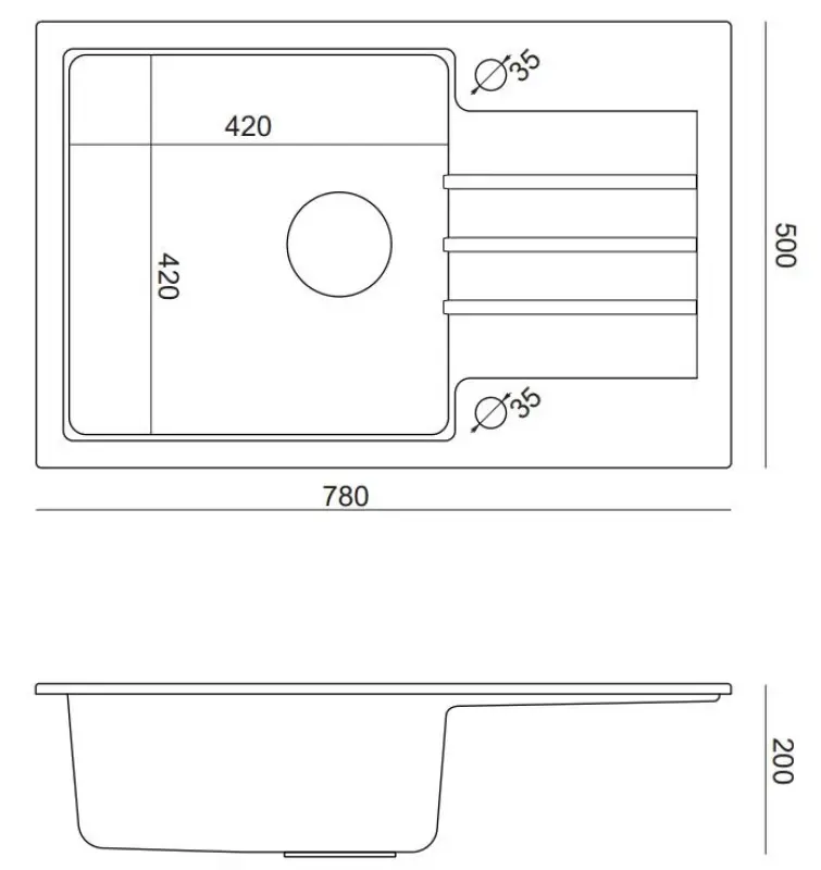Quadri Cardigan anthracite granite inset sink with drainer reversible 78x50cm 1208967383