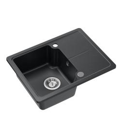 Quadri Kendal anthracite granite inset sink 58x44cm with drainer 1208967403