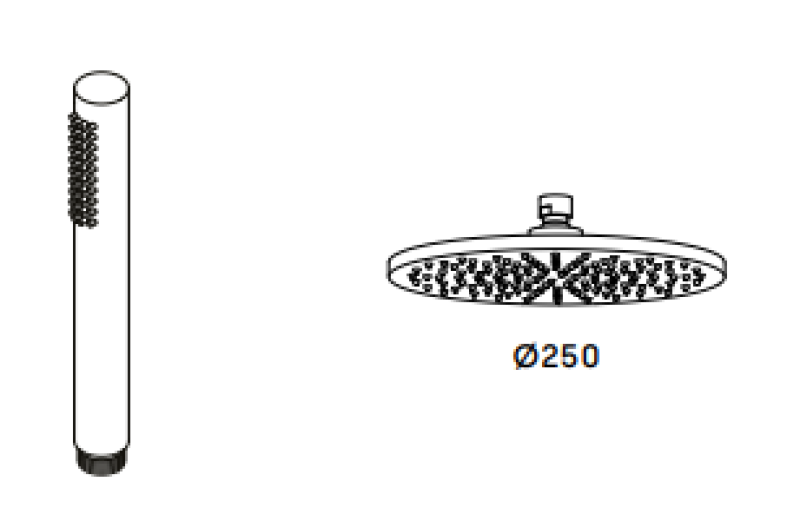 Waterevolution Flow shower combination with rain shower PVD brushed Copper 250mm T141N25CPE