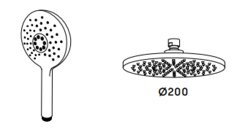 Waterevolution Flow shower combination with rain shower PVD gold White Gold 200mm T141NRWGE