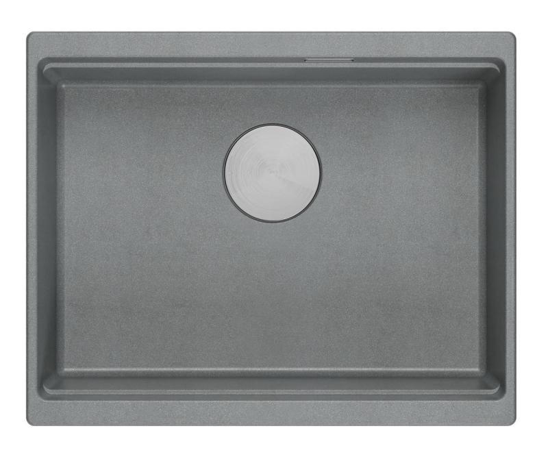 Quadri Newport II grey granite undermount sink 560x450mm with stainless steel plug and cap 1208967456
