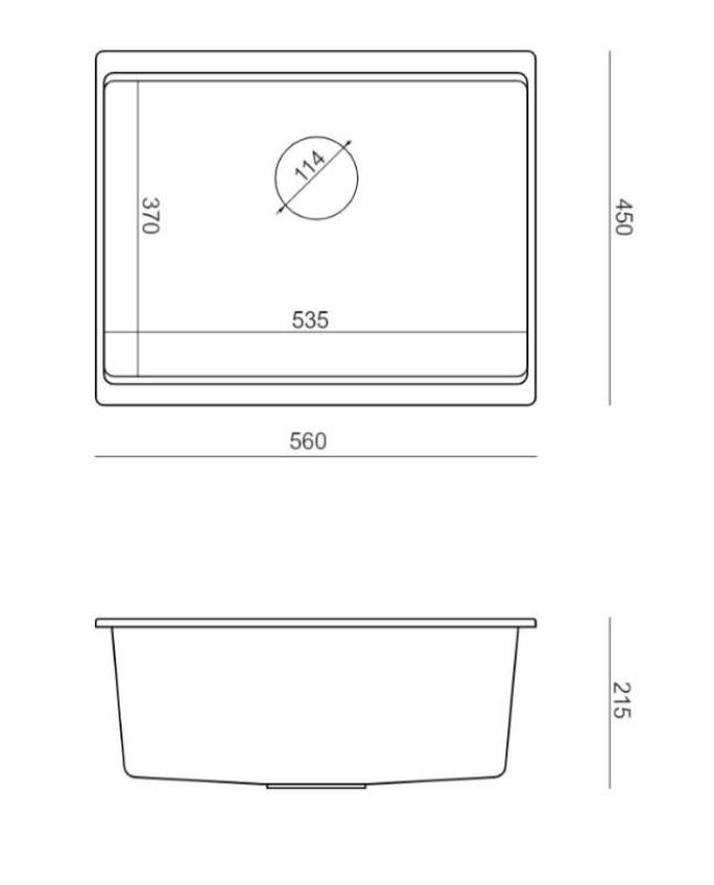 Quadri Newport II grey granite undermount sink 560x450mm  with copper plug and cap 1208967458