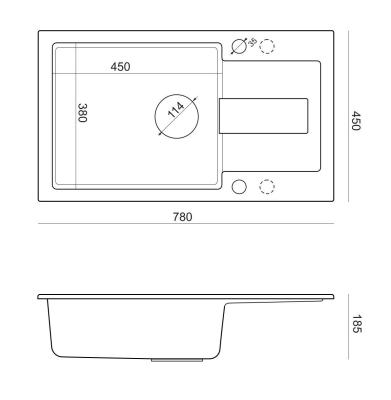 Quadri Sutton XL anthracite granite inset sink with reversible drainer 78x45cm with black plug 1208967494