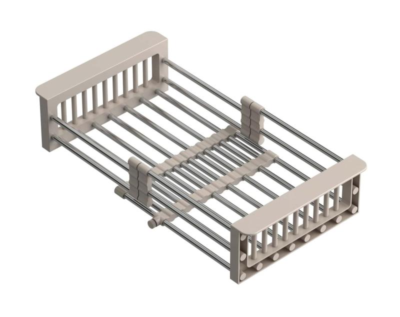 Quadri Universal extendable insert drainer basket stainless steel with beige handles 225mm wide 1208967544