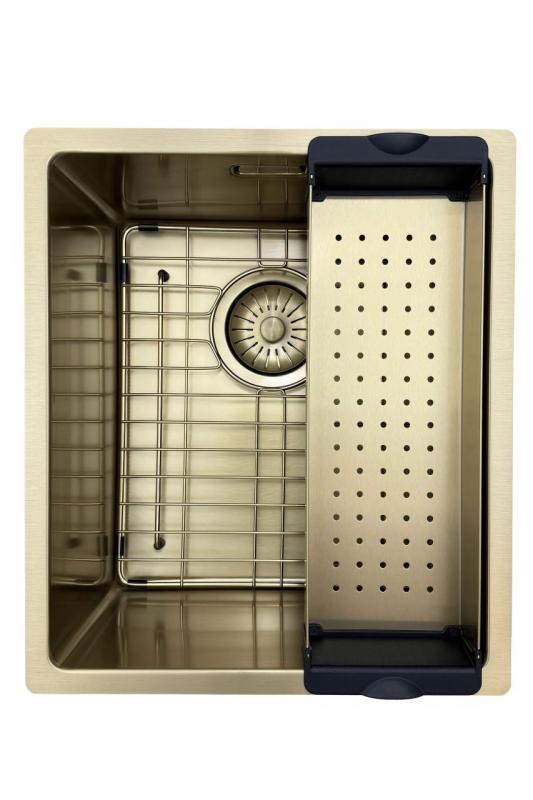 Pure.Sink Prestige sink 34x40 cm PVD Gold 10mm radius undermount, flush mount, and top mount PPG3440-60