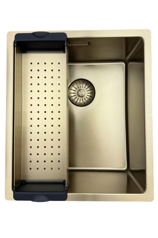 Pure.Sink Prestige sink 34x40 cm PVD Gold 10mm radius undermount, flush mount, and top mount PPG3440-60