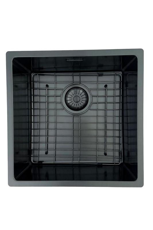 Pure.Sink Prestige sink 40x40cm PVD Gun Metal 10mm radius undermount,flush mount,topmount PPG4040-61