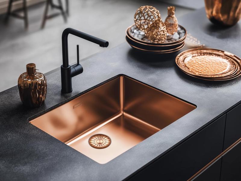 Pure.Sink Prestige sink 40x40 cm PVD Copper 10mm radius undermount, flush mount, and surface mount PPG4040-62