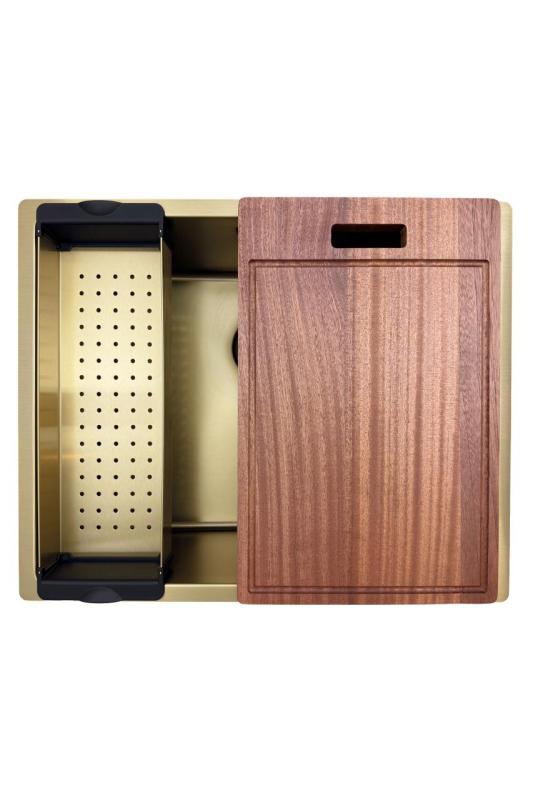 Pure.Sink Prestige sink 50x40 cm PVD Gold 10mm radius undermount, flush mount, and top mount PPG5040-60.