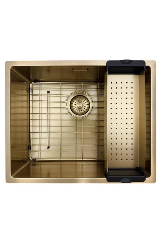 Pure.Sink Prestige sink 50x40 cm PVD Gold 10mm radius undermount, flush mount, and top mount PPG5040-60.