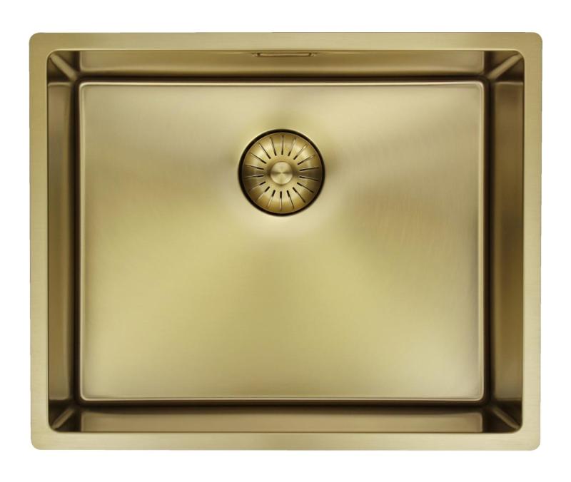 Pure.Sink Prestige sink 50x40 cm PVD Gold 10mm radius undermount, flush mount, and top mount PPG5040-60.