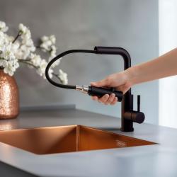 Pure.Sink Elite Steel Spark-S Küchenarmatur Mattschwarz mit ausziehbarem Auslauf PS8041-10