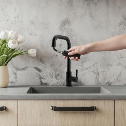 Pure.Sink Elite Steel Crystal-S Küchenarmatur Mattschwarz mit ausziehbarem Auslauf PS8050-10
